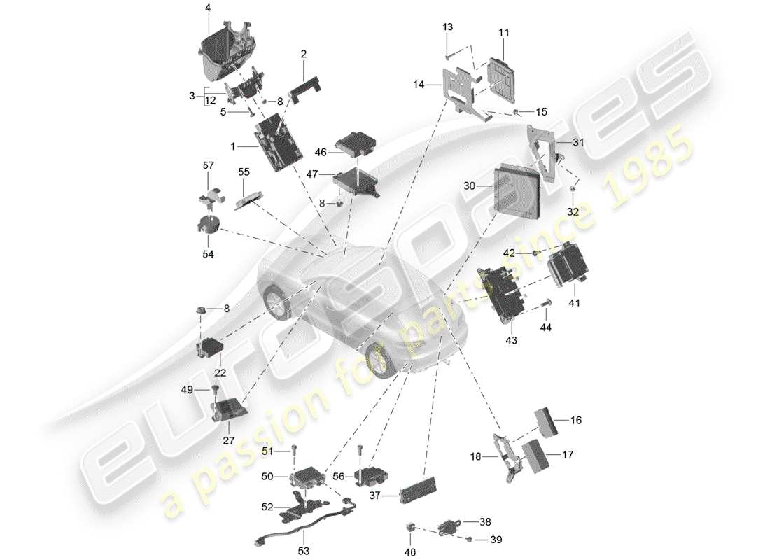 porsche macan (2017) control units parts diagram
