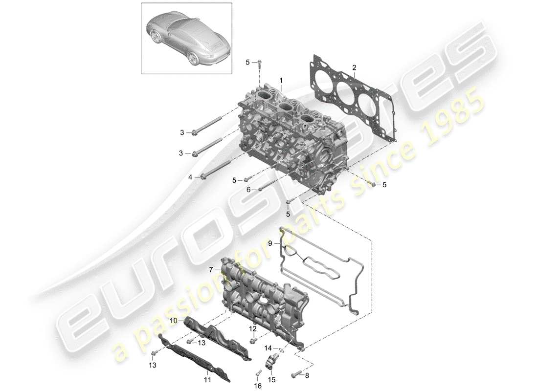 porsche 991 (2013) cylinder head parts diagram