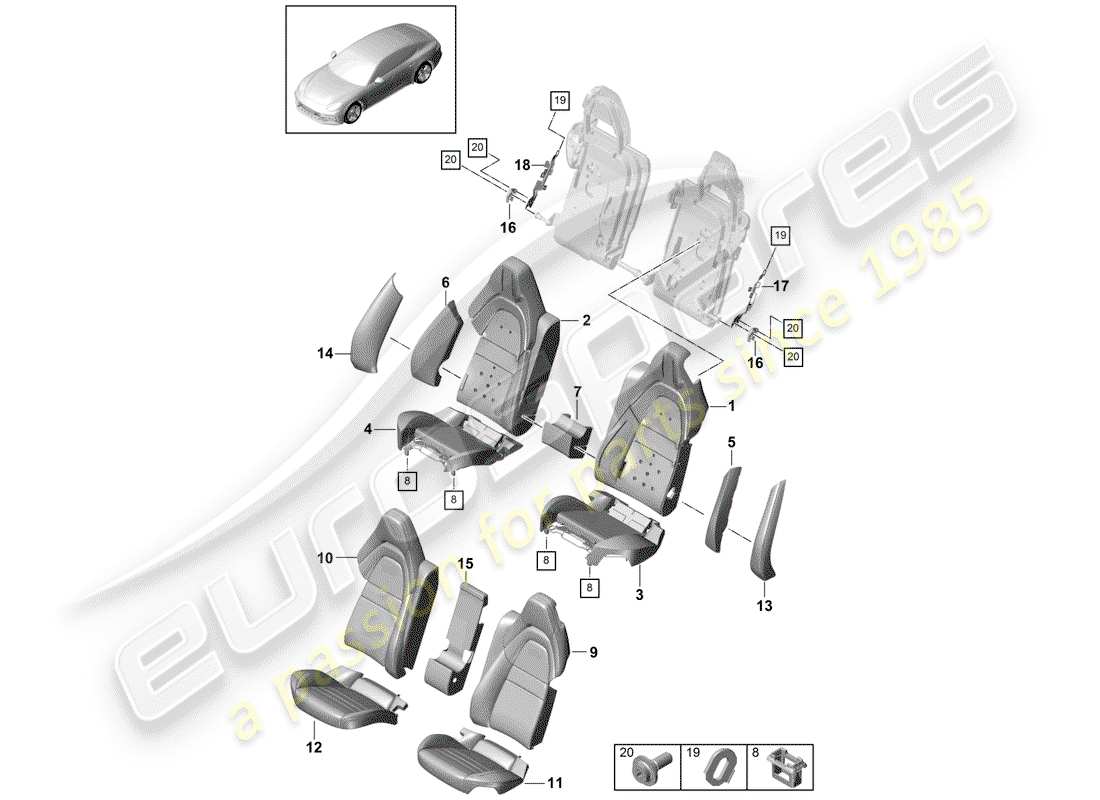 porsche panamera 971 (2017) seat part diagram