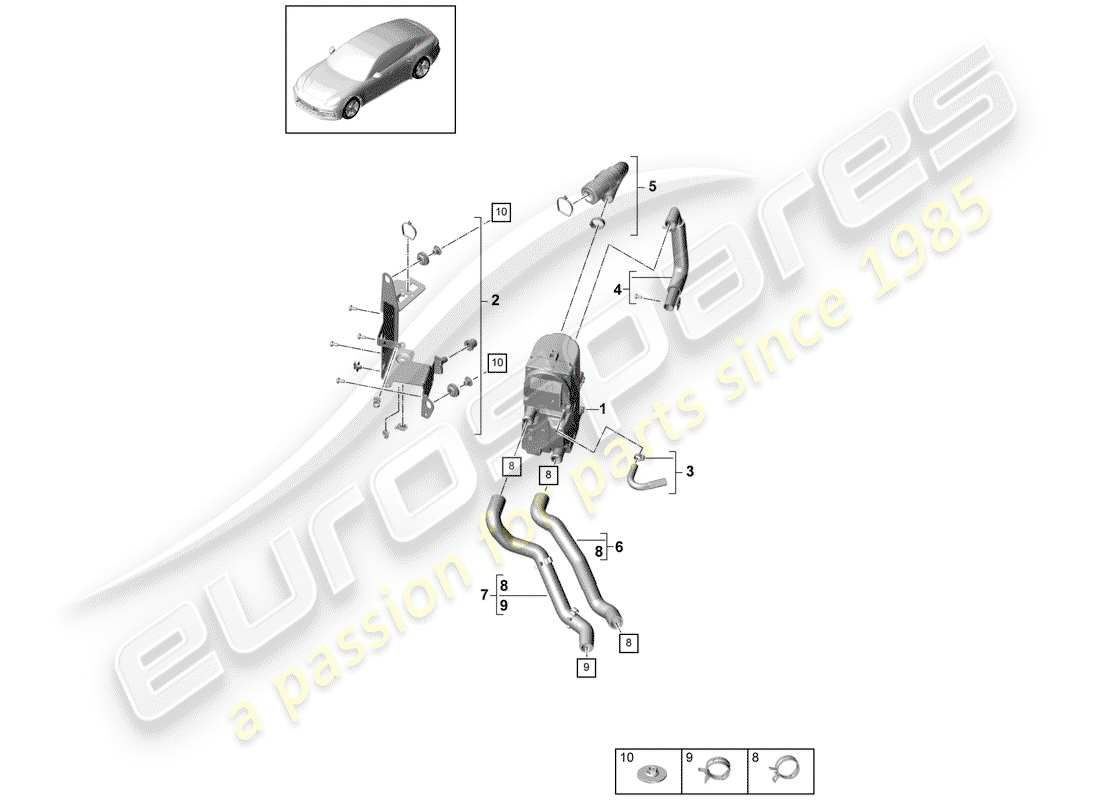 porsche panamera 971 (2019) additional heater parts diagram