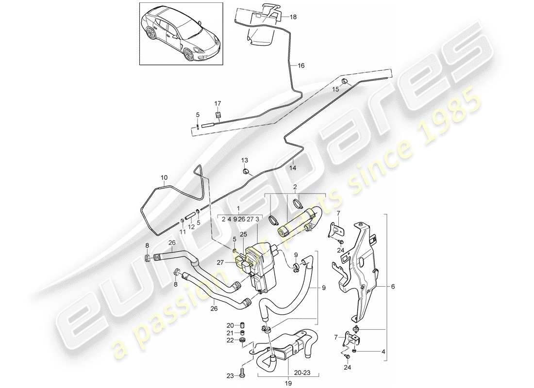 porsche panamera 970 (2016) additional heater part diagram