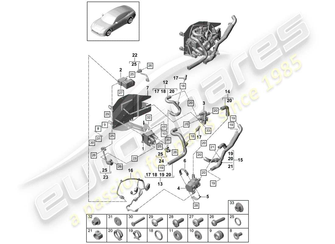 porsche panamera 971 (2019) evaporator parts diagram