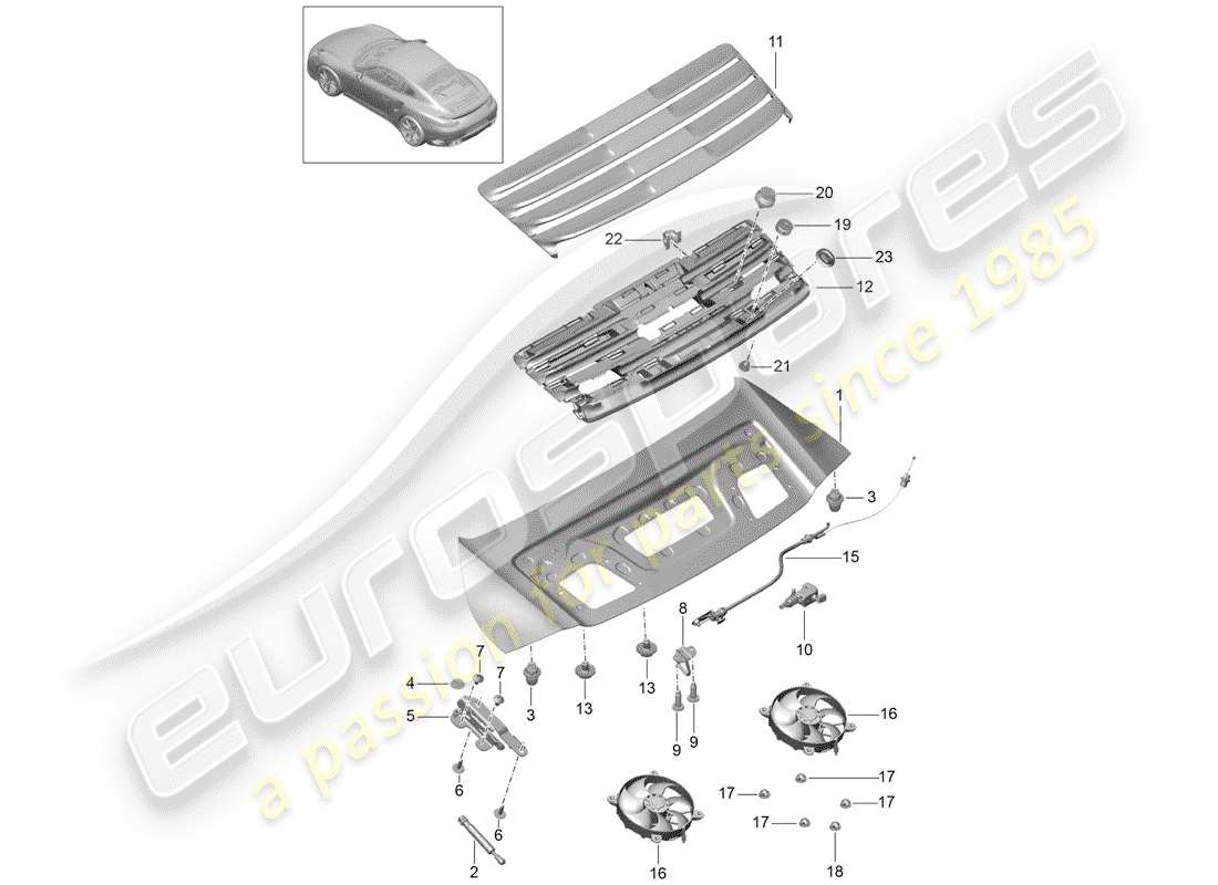 porsche 991 t/gt2rs cover part diagram