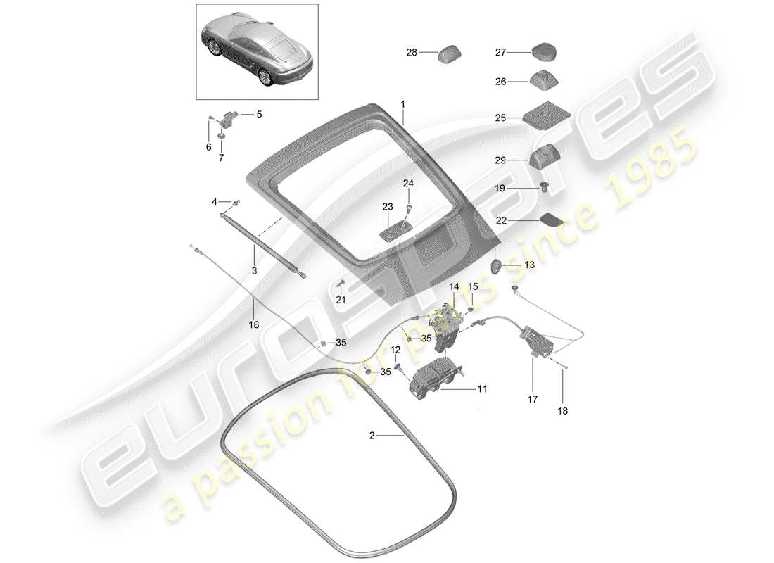 porsche cayman 981 (2014) cover parts diagram