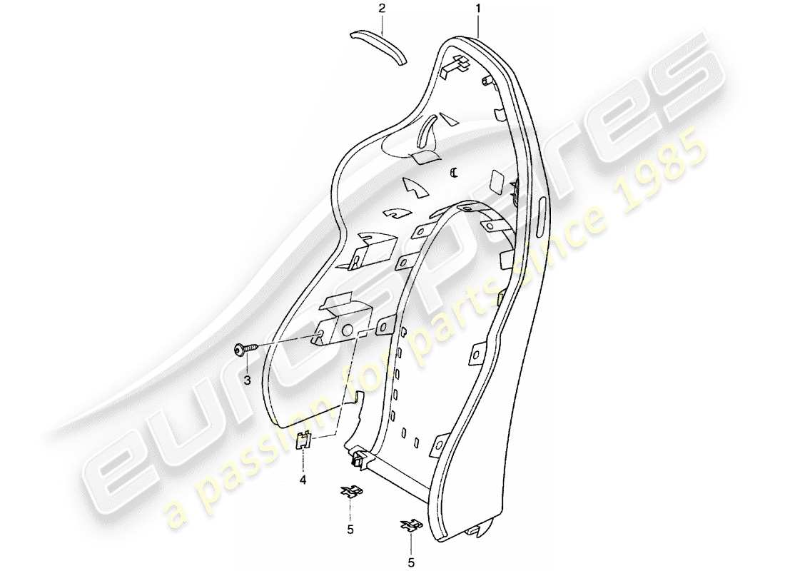 porsche boxster 986 (1997) backrest shell - sports seat part diagram