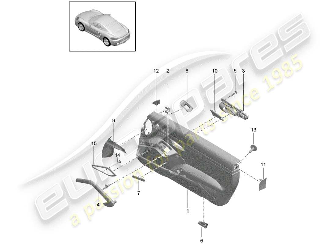 porsche 718 cayman (2019) door trim parts diagram