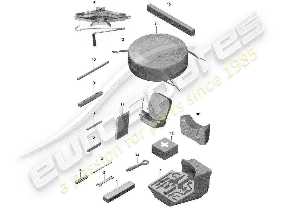 porsche 718 boxster (2017) tool part diagram