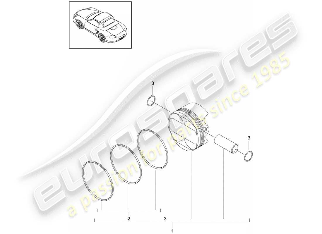 porsche boxster 987 (2012) piston parts diagram