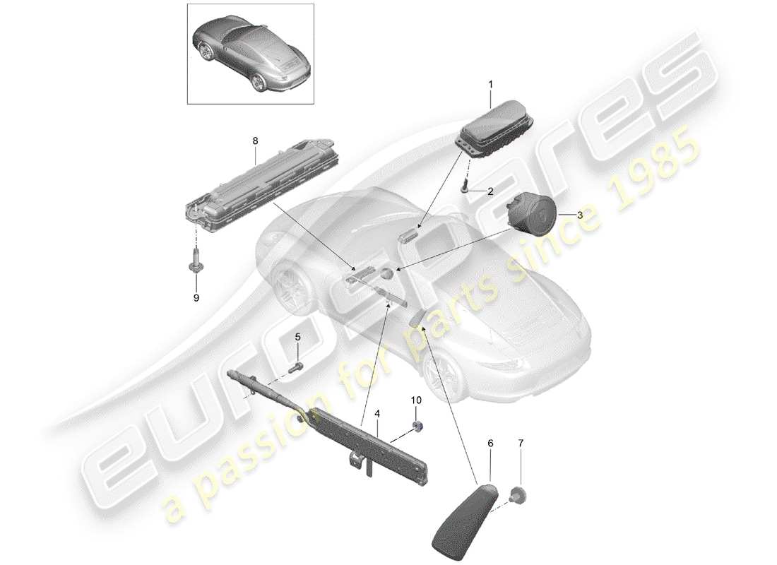 porsche 991 (2012) airbag part diagram