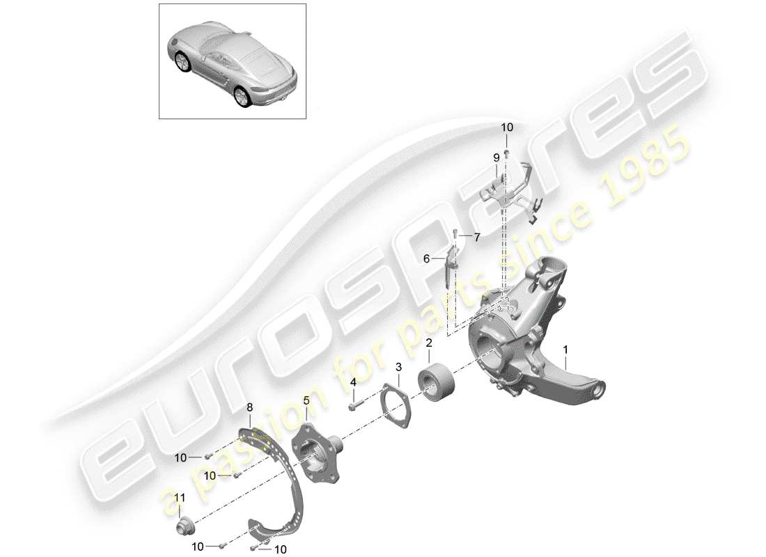 porsche 718 cayman (2019) rear axle part diagram