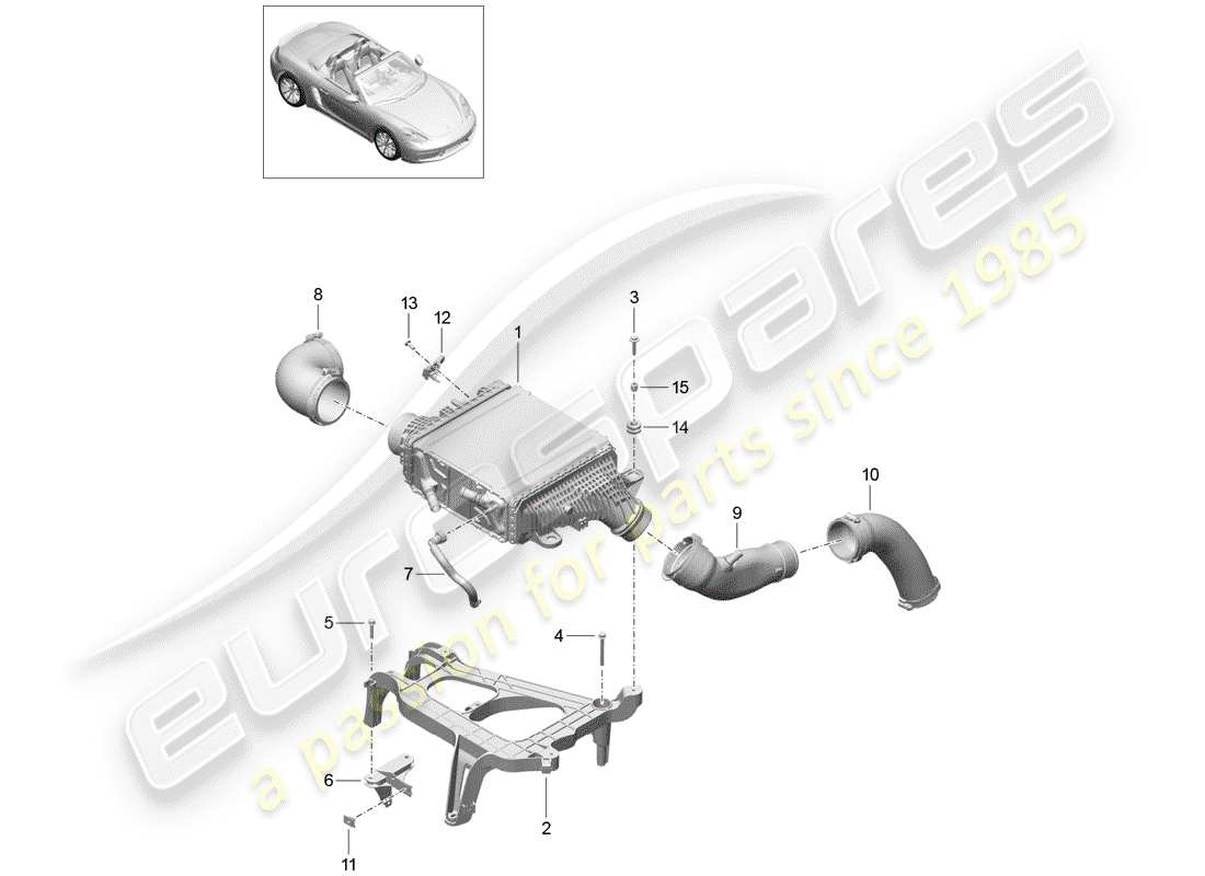 porsche 718 boxster (2020) charge air cooler part diagram