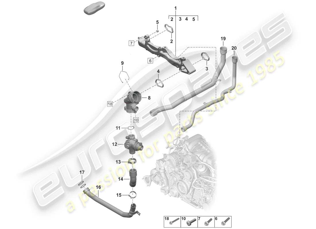 porsche 992 (2020) sub-frame part diagram