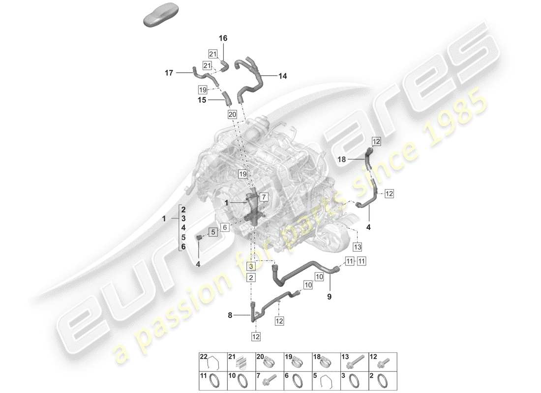 porsche 2020 water cooling parts diagram