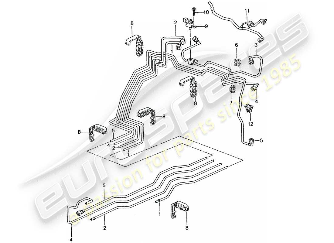 porsche 996 t/gt2 (2001) fuel system parts diagram