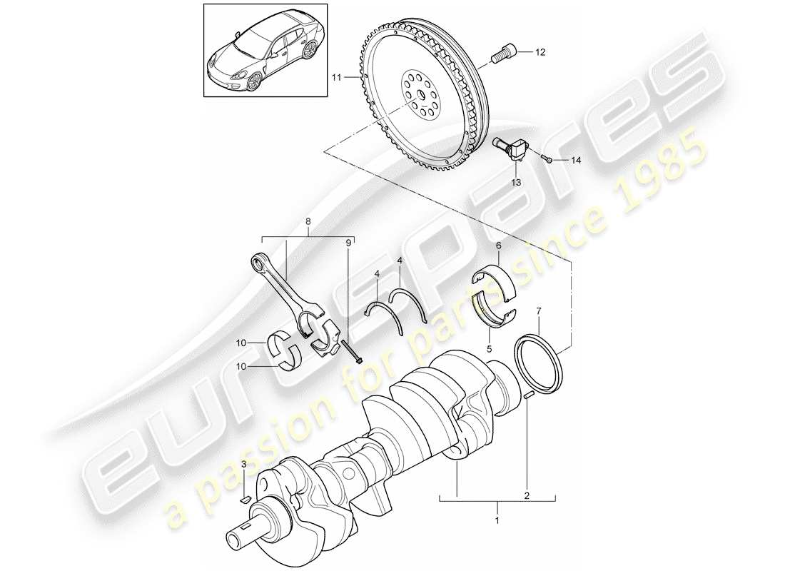 porsche panamera 970 (2016) crankshaft part diagram