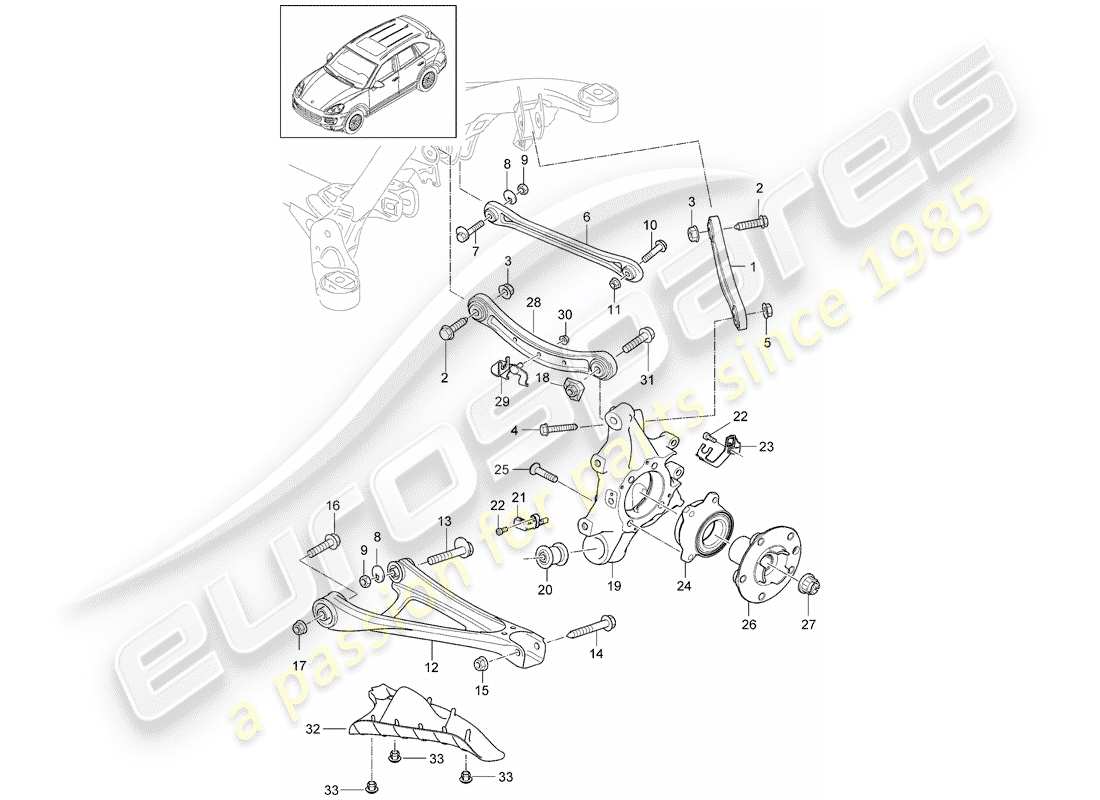 porsche cayenne e2 (2016) rear axle part diagram