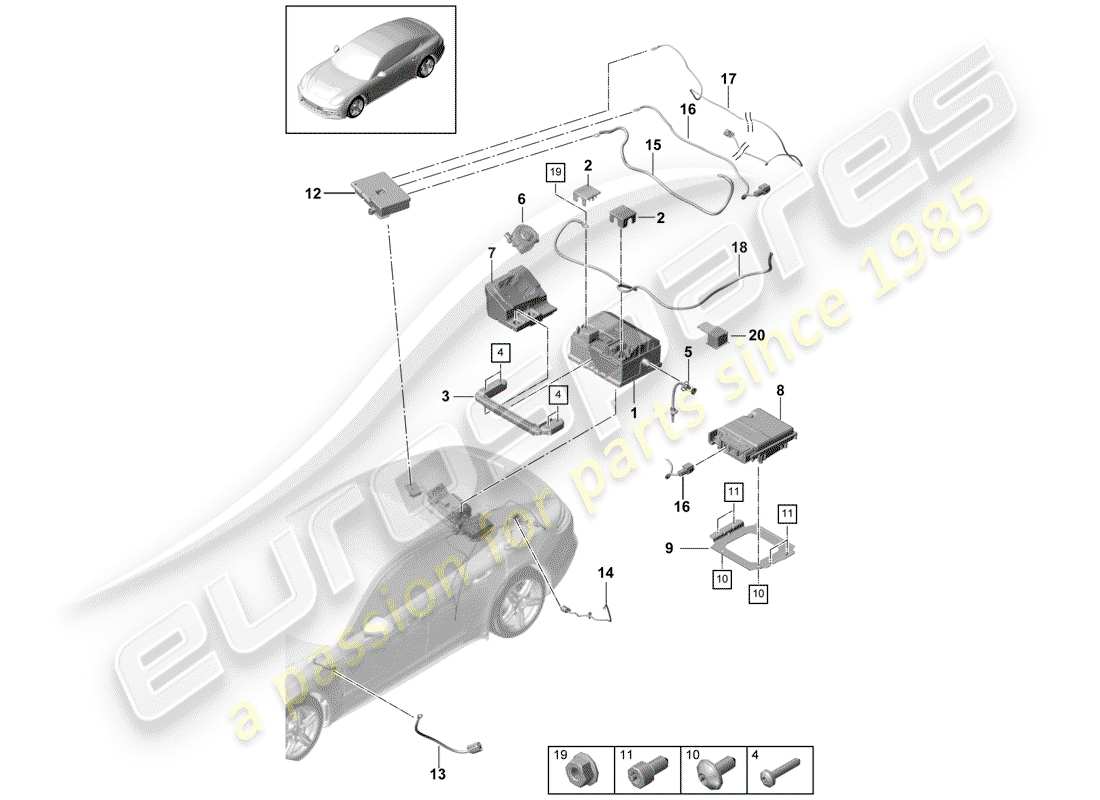 porsche panamera 971 (2019) battery part diagram