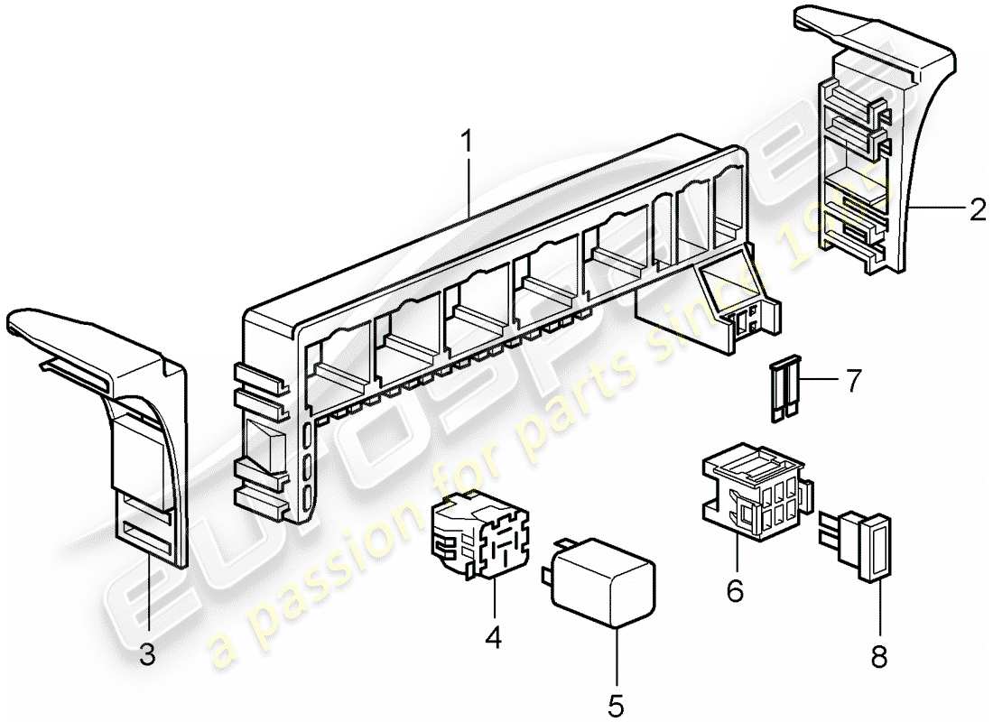 porsche cayman 987 (2007) fuse box/relay plate parts diagram