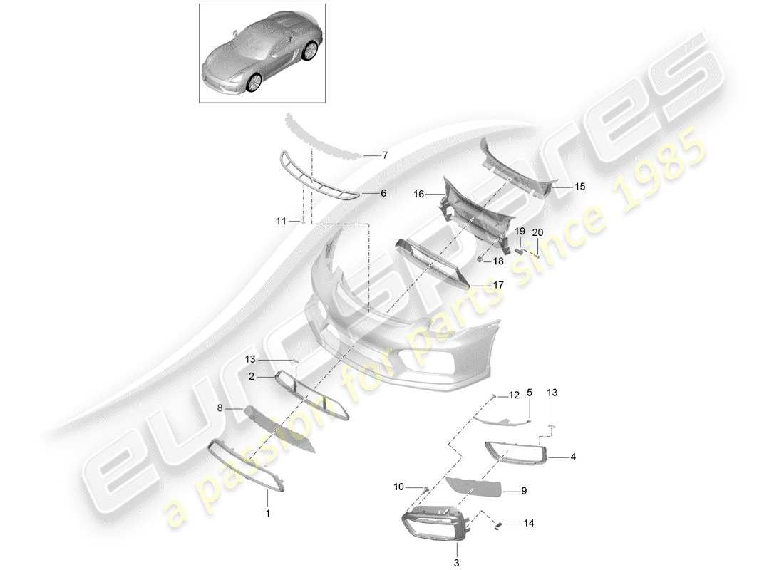 porsche 2016 bumper part diagram