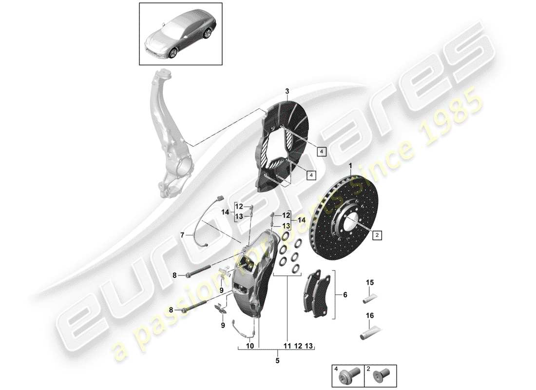 porsche panamera 971 (2020) disc brakes part diagram