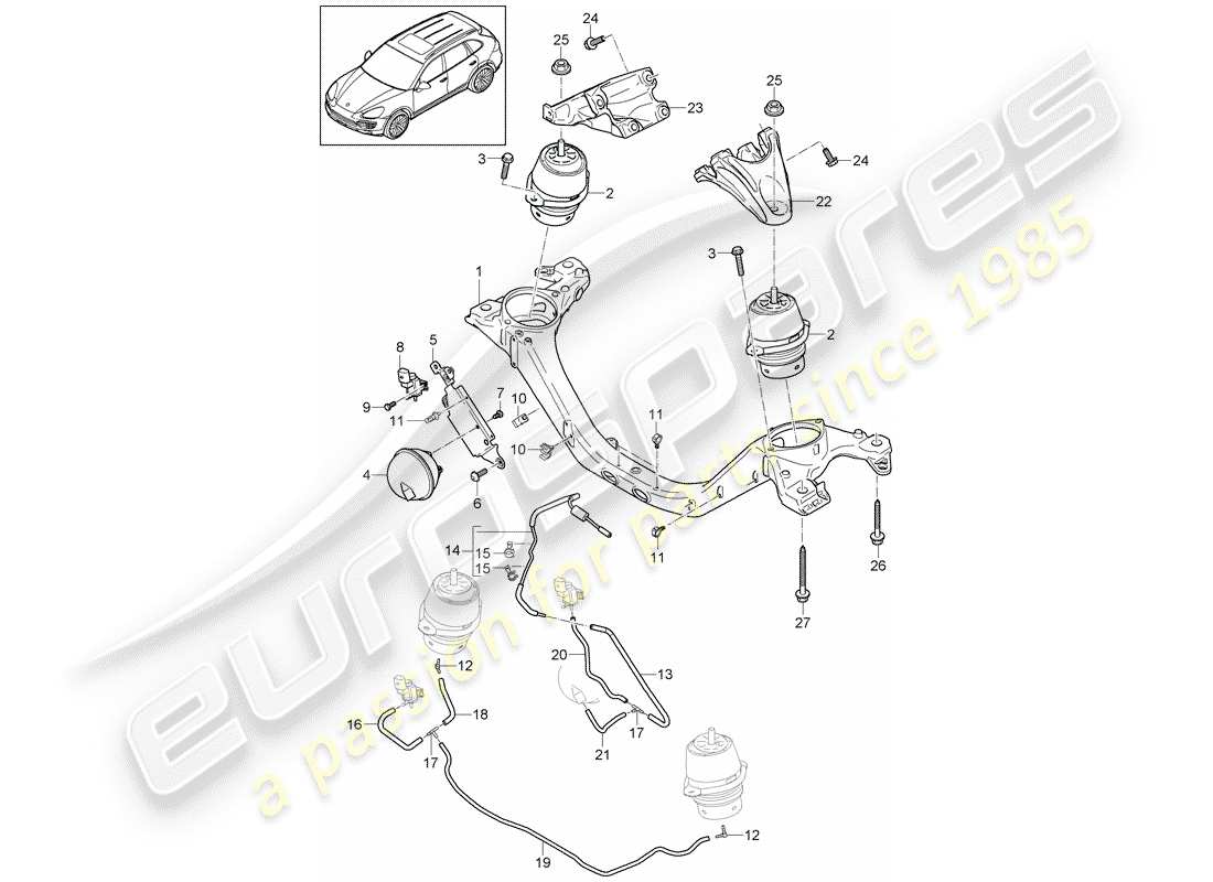 porsche cayenne e2 (2013) engine lifting tackle part diagram