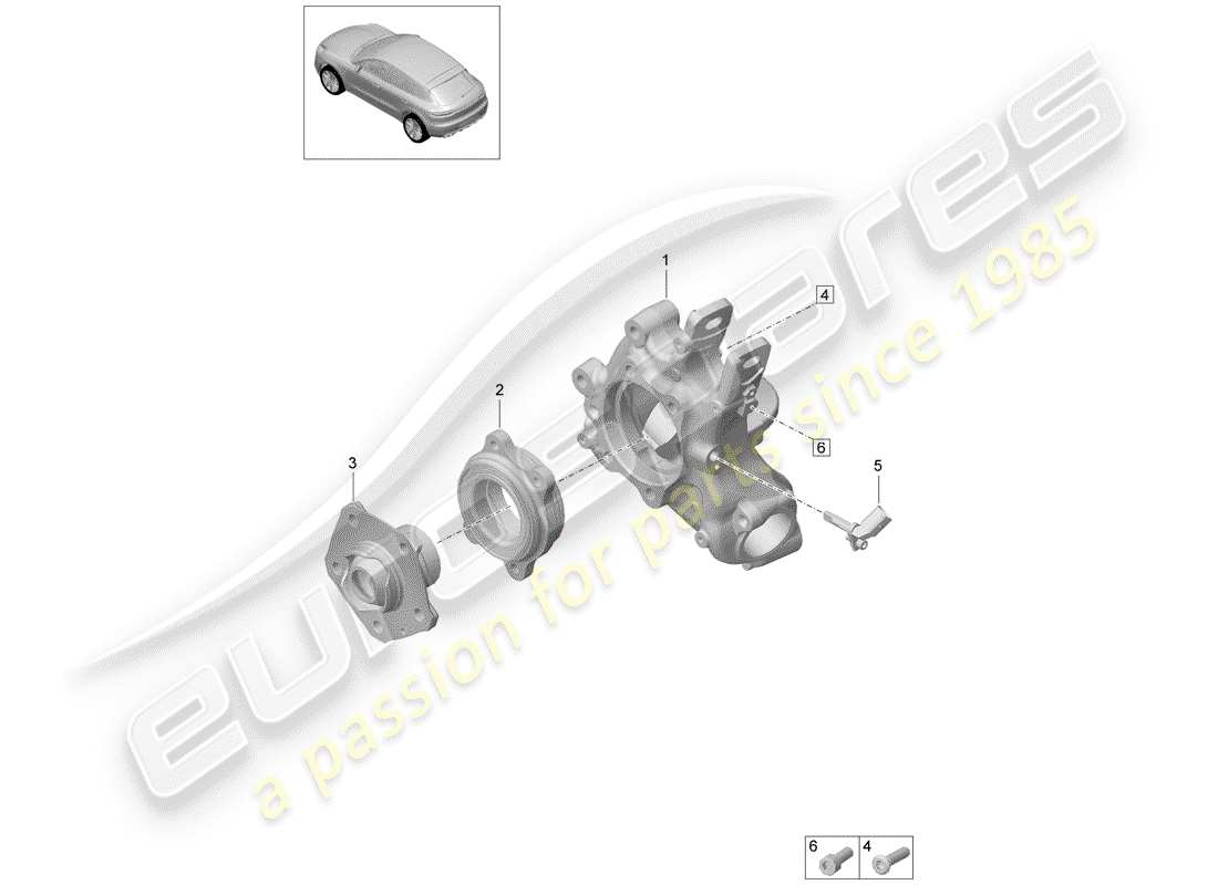 porsche macan (2019) wheel carrier parts diagram