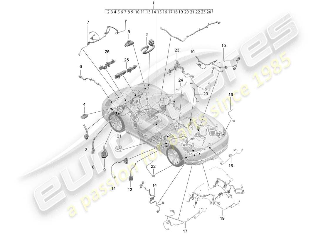 porsche 718 cayman (2019) wiring harnesses part diagram