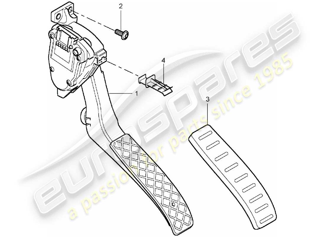 porsche cayenne (2006) brake and acc. pedal assembly part diagram