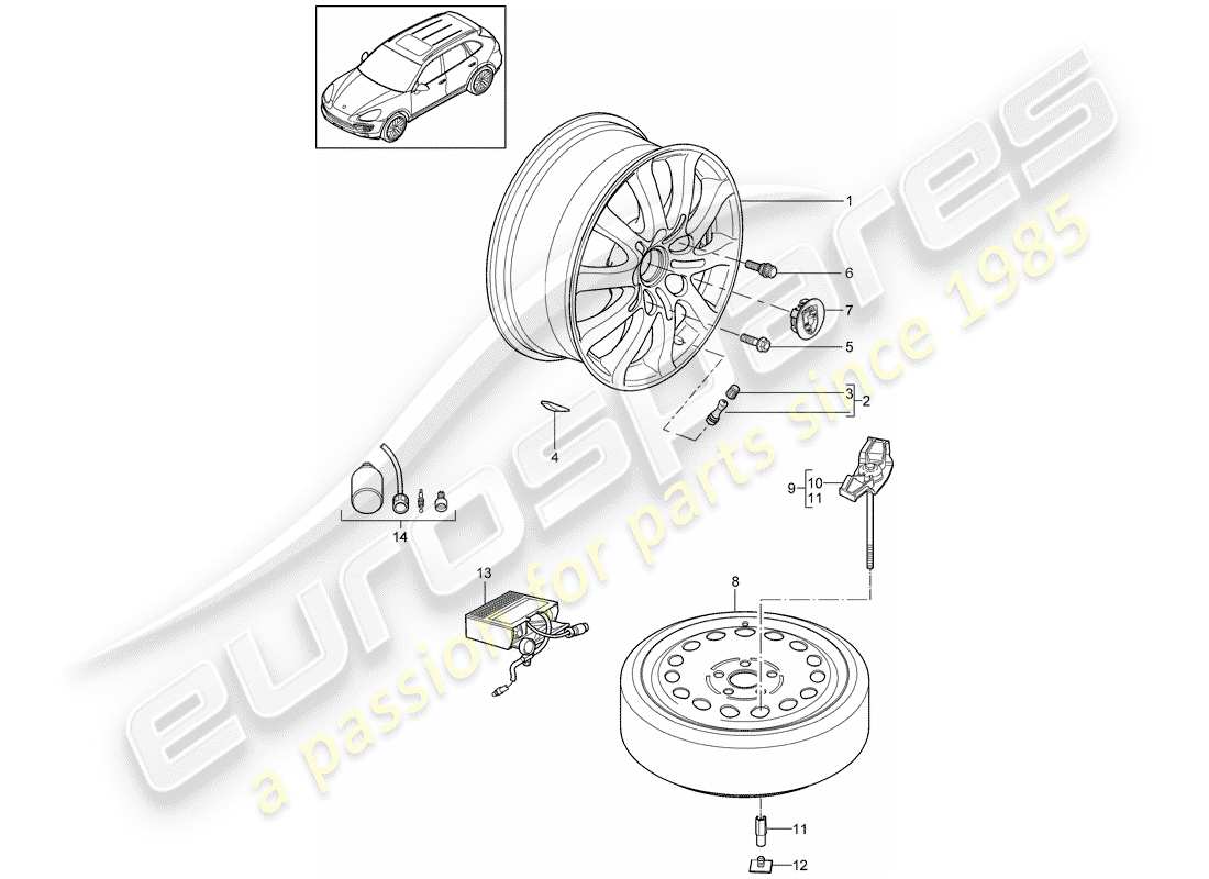 porsche cayenne e2 (2016) wheels part diagram