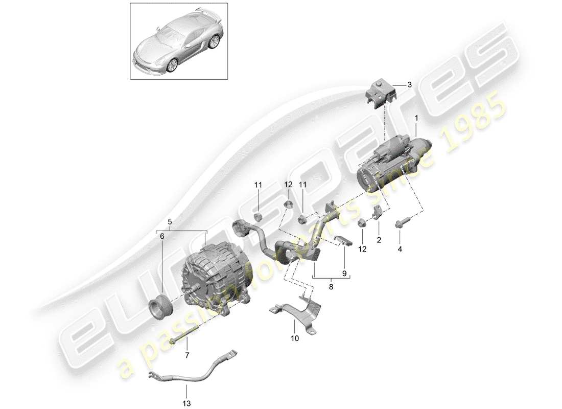 porsche 2016 starter part diagram