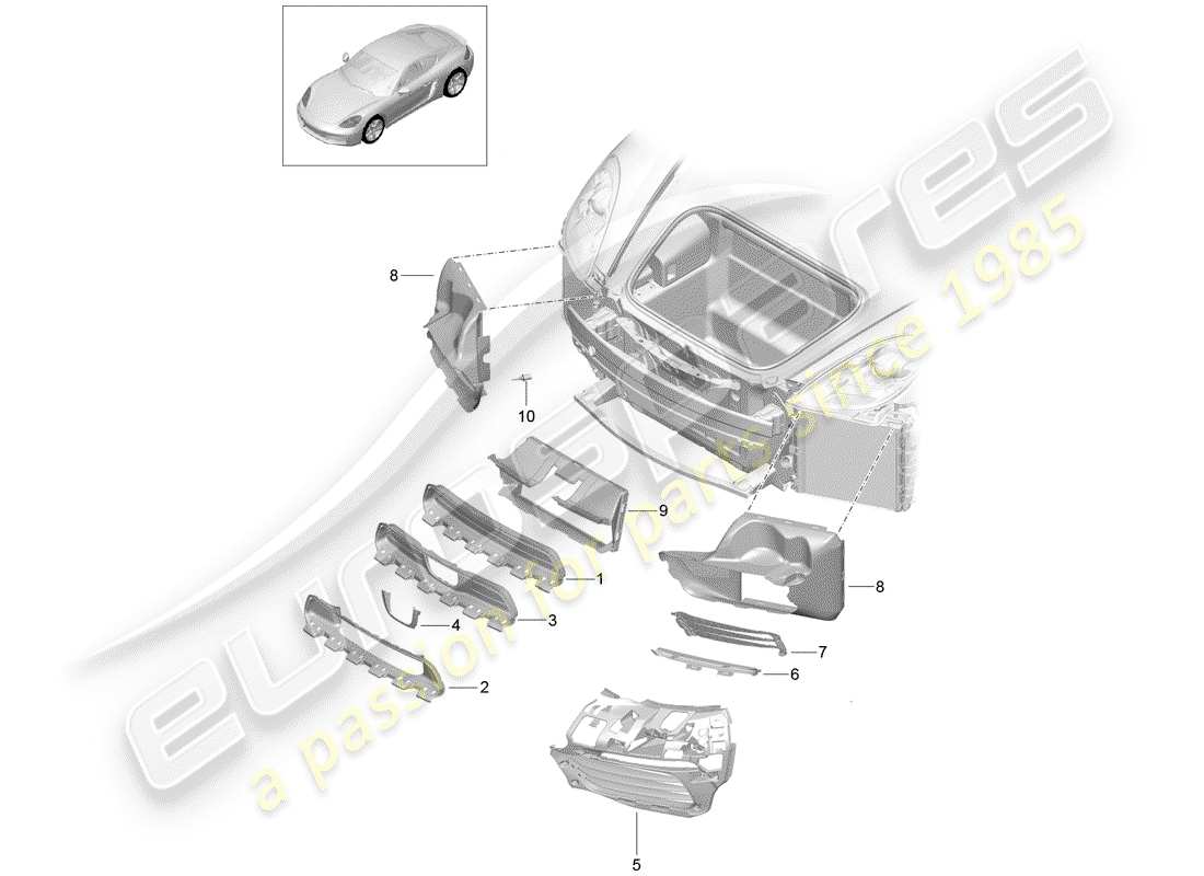 porsche 718 cayman (2019) air duct parts diagram