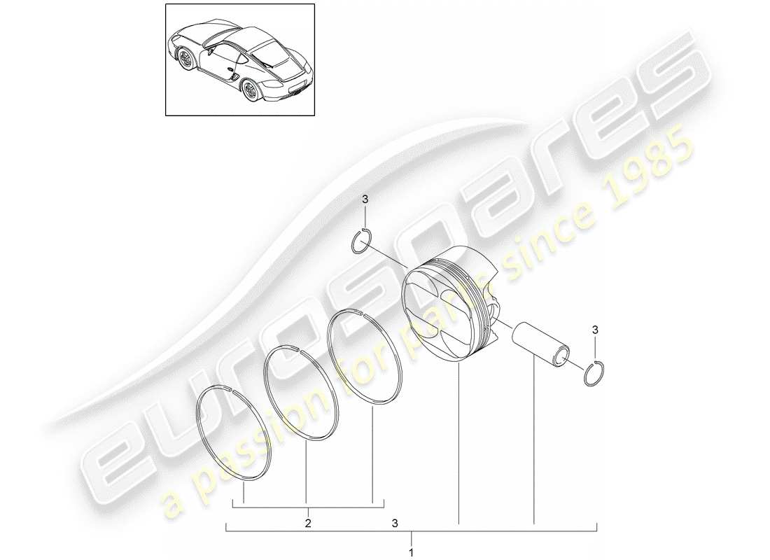 porsche cayman 987 (2010) piston parts diagram