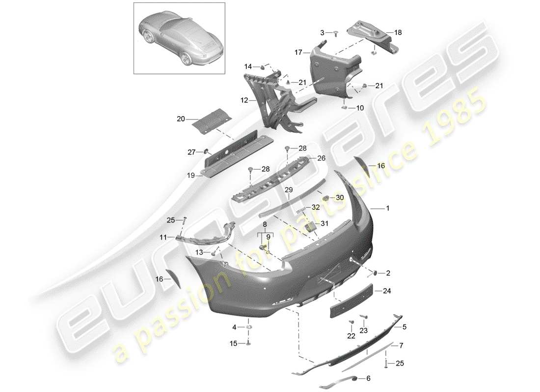 porsche 991 (2015) bumper parts diagram