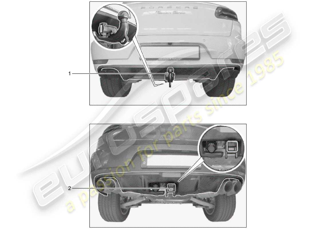 porsche tequipment macan (2015) tow hitch part diagram