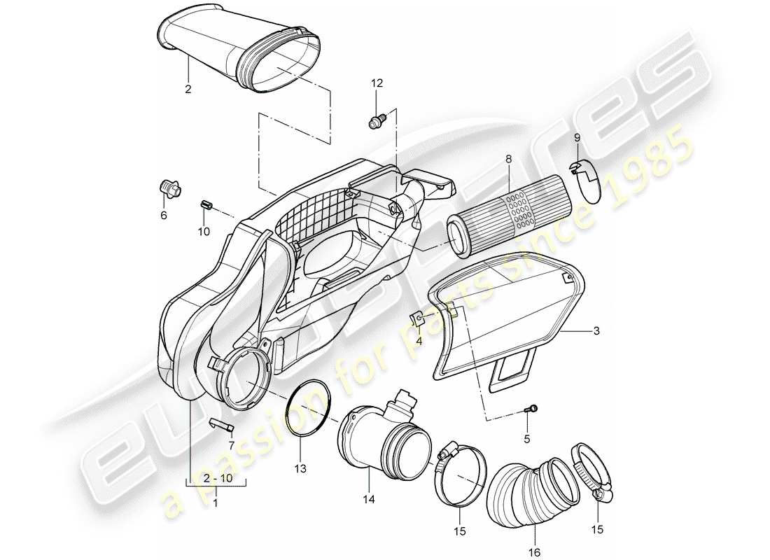 porsche cayman 987 (2008) air cleaner parts diagram