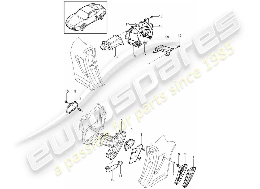 porsche cayman 987 (2010) ventilation parts diagram