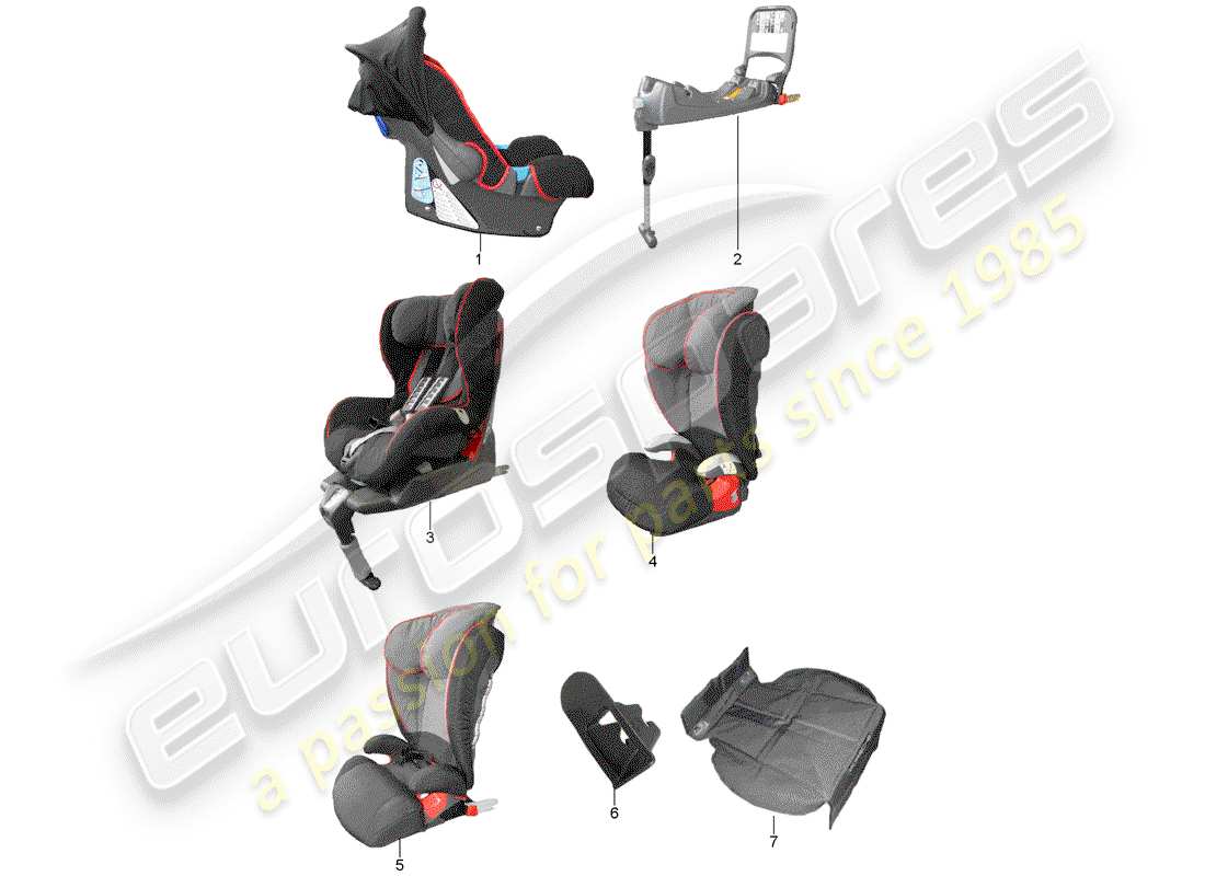 porsche tequipment macan (2015) child seat part diagram