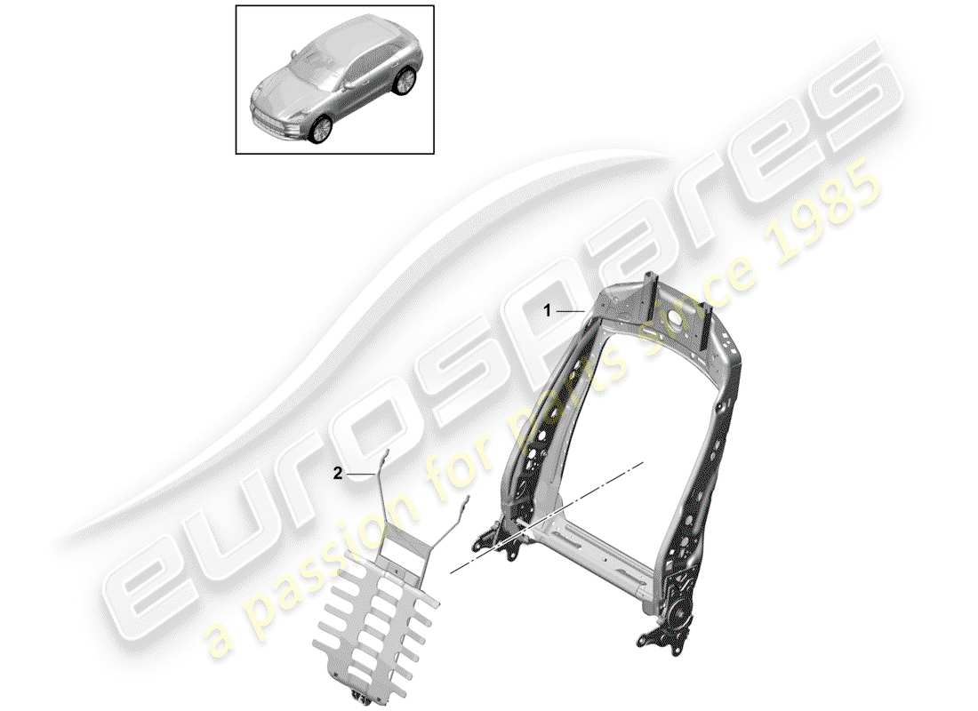 porsche macan (2020) frame - backrest part diagram