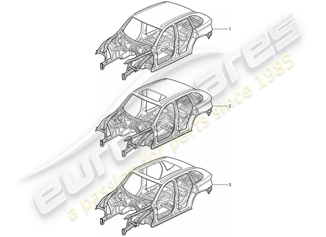 porsche cayenne e2 (2011) car body part diagram