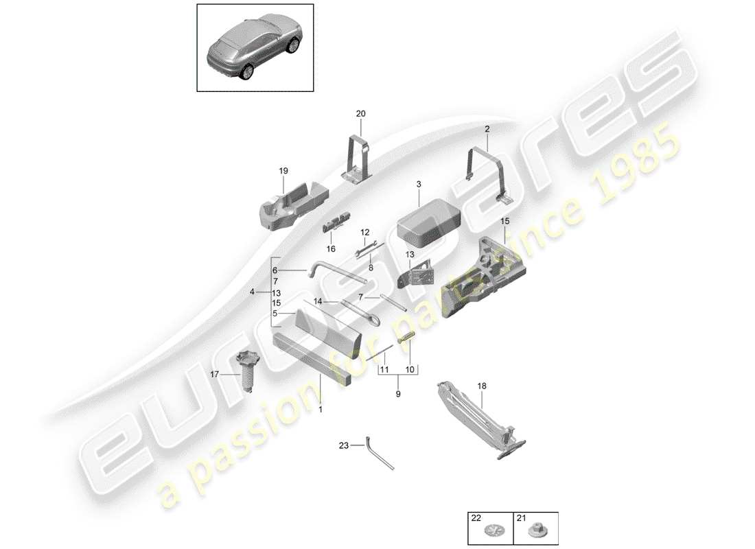 porsche macan (2020) tool part diagram