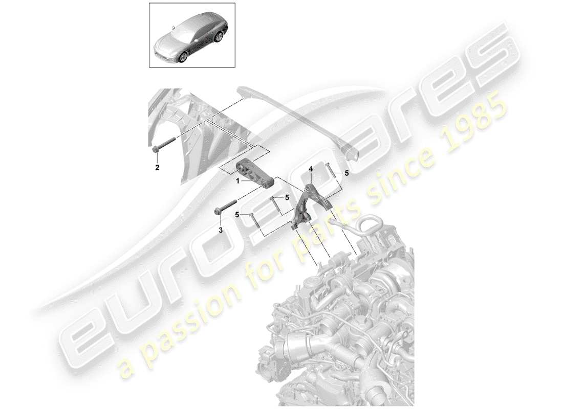 porsche panamera 971 (2017) engine suspension part diagram