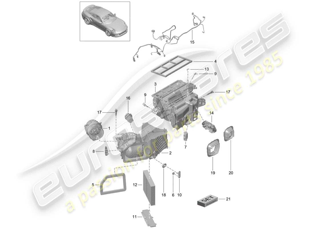 porsche 991 turbo (2019) air conditioner part diagram