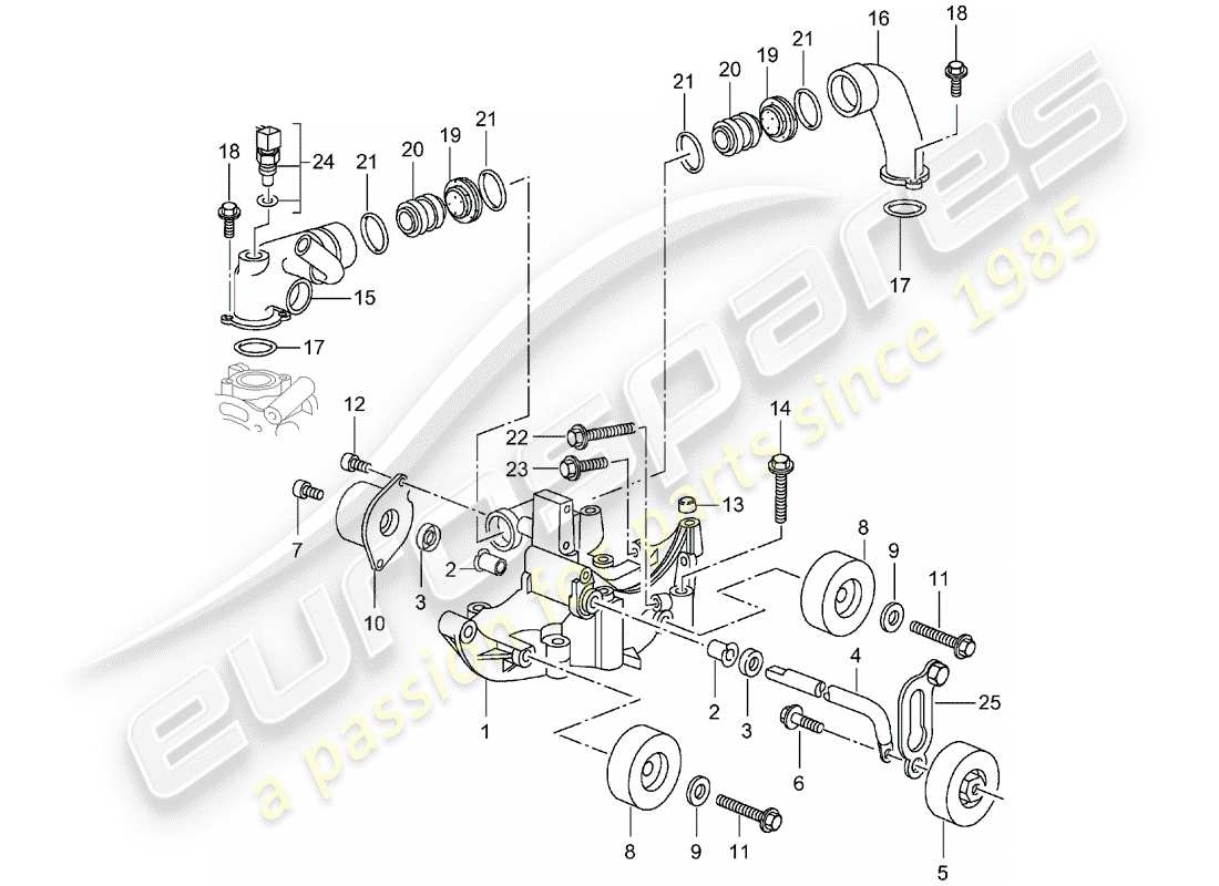 porsche 996 gt3 (2004) belt tensioner - belt drive parts diagram