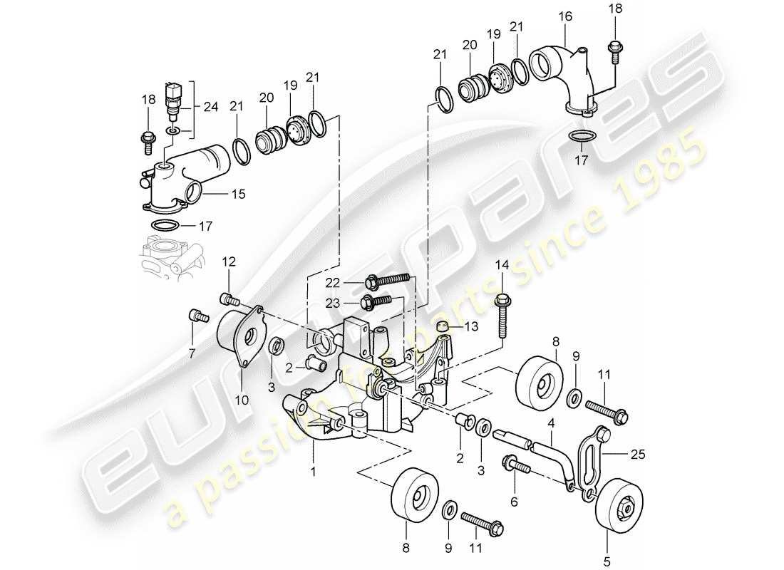 porsche 997 t/gt2 (2009) belt tensioner parts diagram