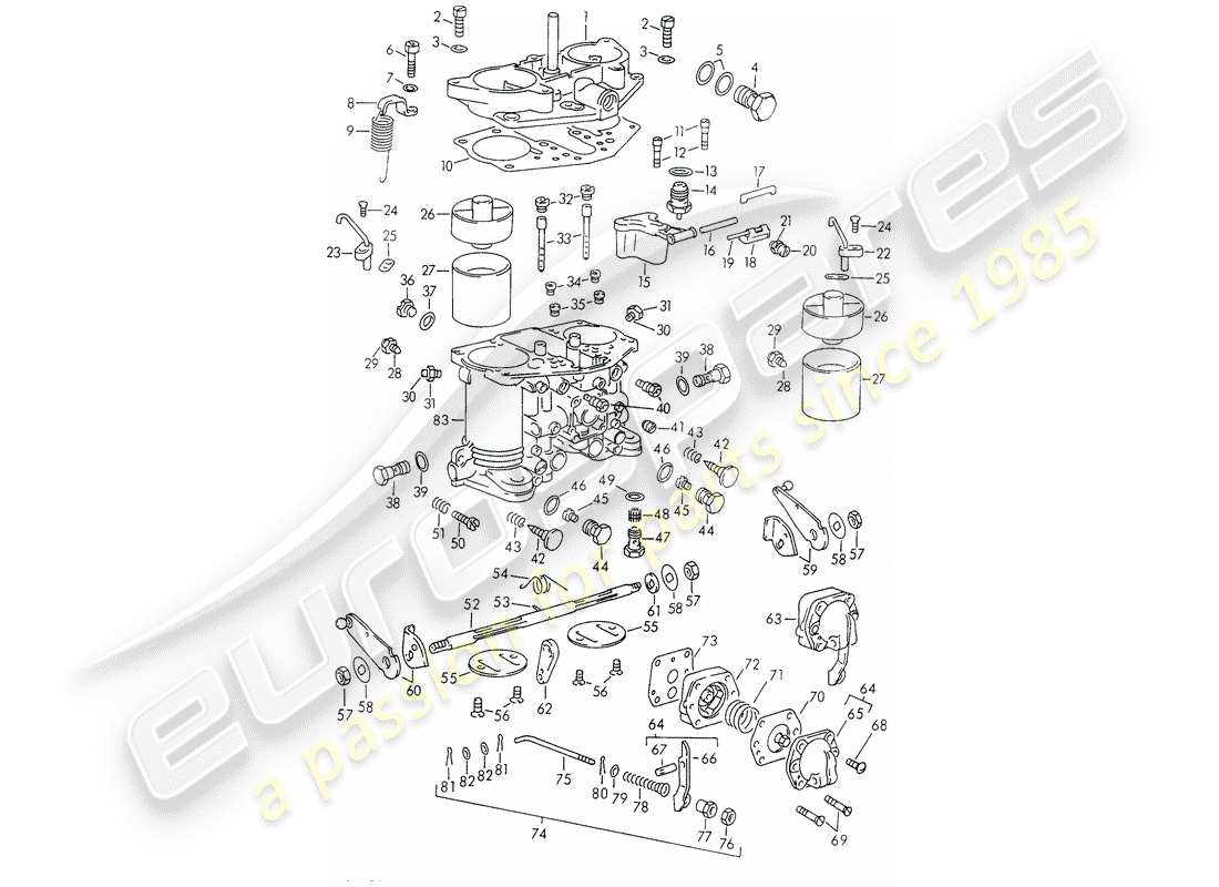 porsche 911/912 (1966) single parts - for - carburetor - solex-40 pii-4 - d >> - mj 1968 parts diagram