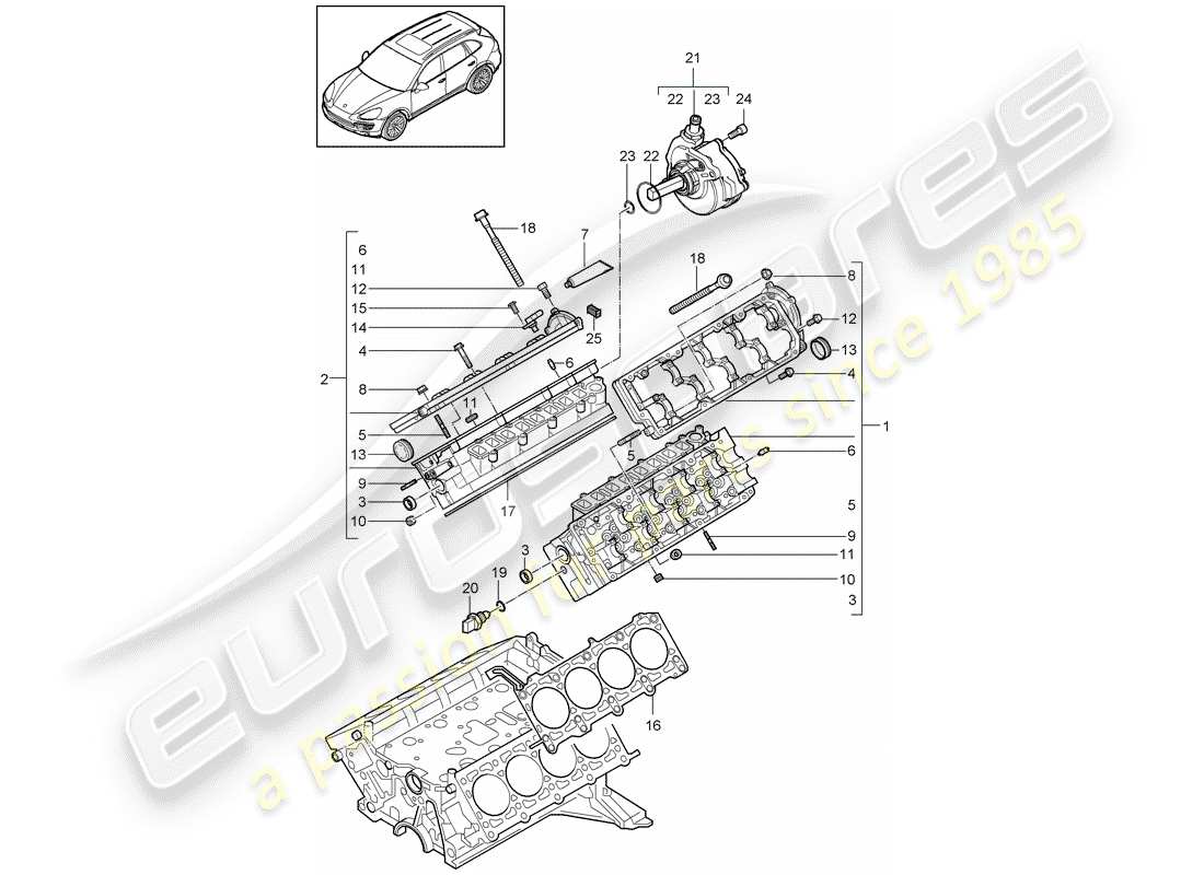 porsche cayenne e2 (2012) cylinder head part diagram