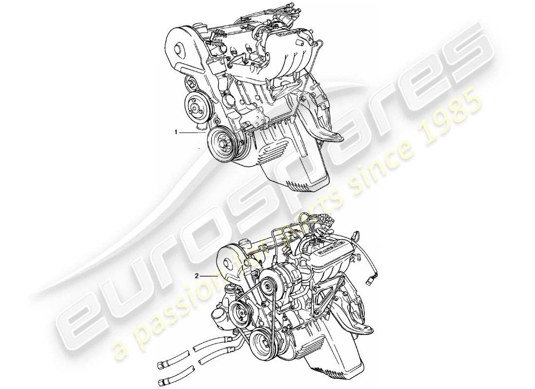 porsche 924 (1980) replacement engine - m>>65x12345 part diagram