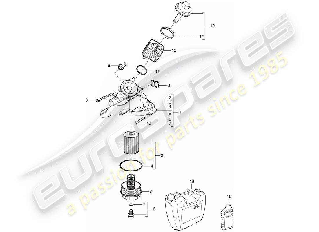 porsche cayenne (2004) oil filter parts diagram
