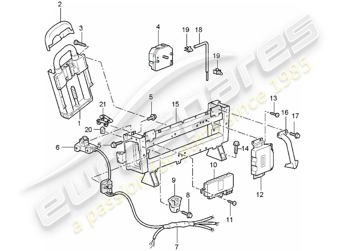 porsche 996 t/gt2 (2005) roll bar parts diagram