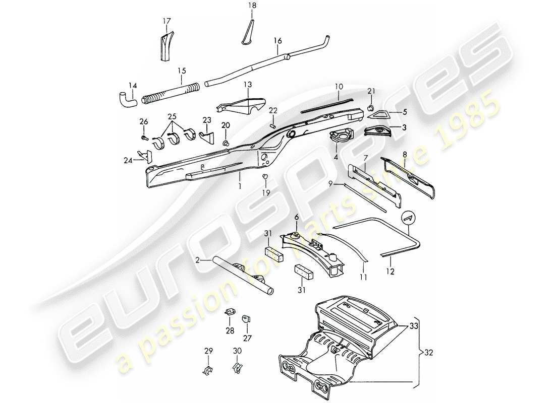 porsche 911/912 (1965) frame parts diagram